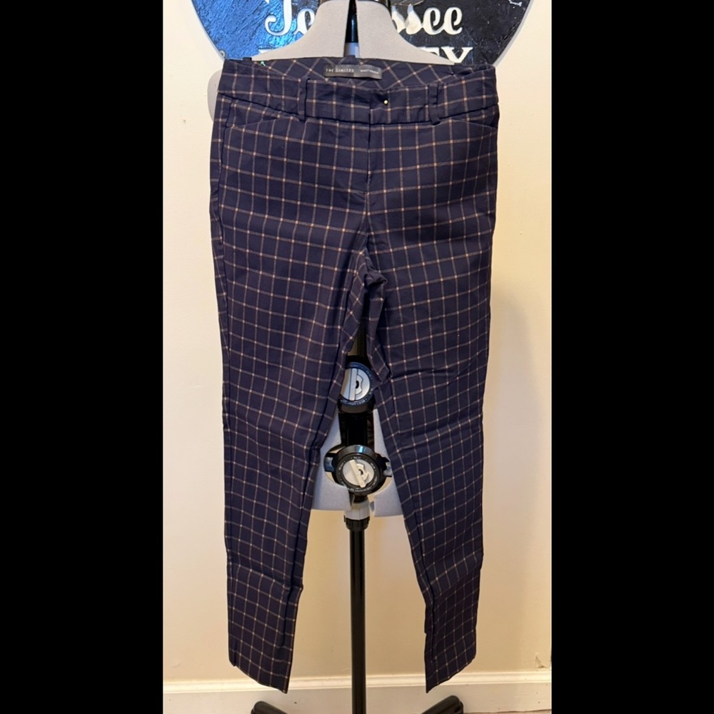 The Limited Blue Chinos with Plaid Pattern
